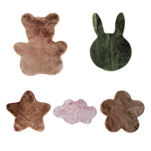 Luxury solid rabbit fur different shape floor mat for living room